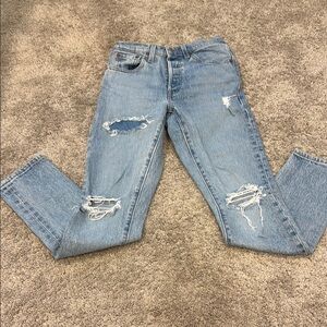 Stylish Light Blue Distressed Women Jeans